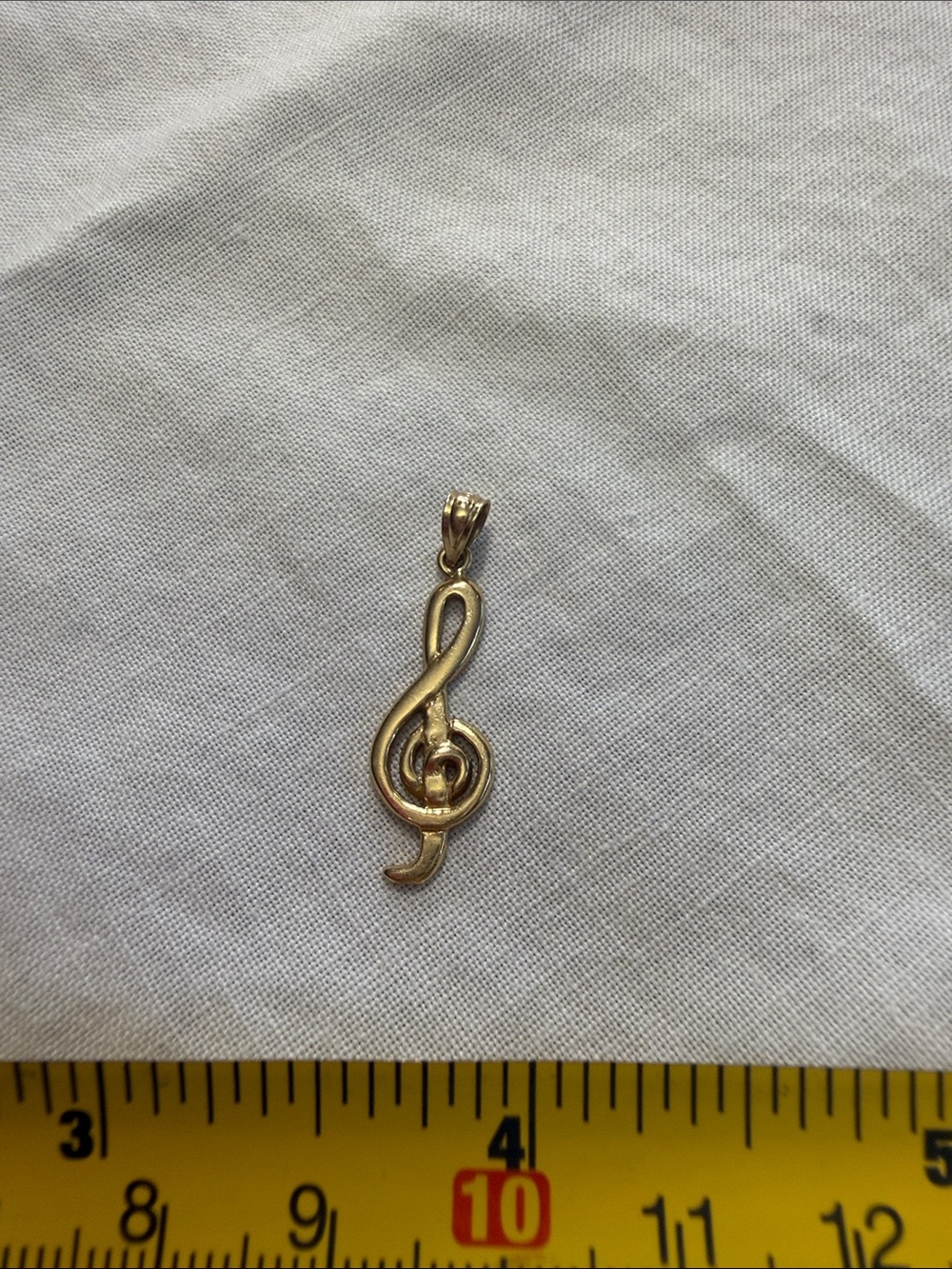 Gold Treble Clef Music Pendant Necklace - Solid 14k charm only